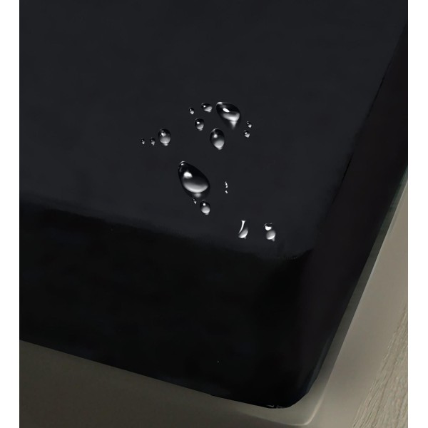 Husa pat impermeabila, 160x200cm, plus 2 fete de perna, Negru, HPI-017