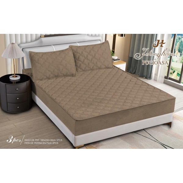 Huse/Topper pentru saltea cu elastic 180x200, Maro deschis, HTC-001