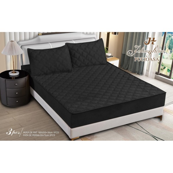 Huse/Topper pentru saltea cu elastic 180x200, Negru, HTC-011