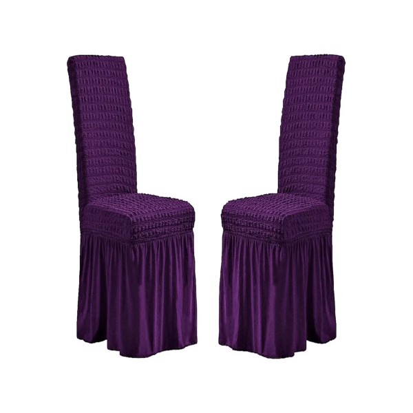 Set 6 Huse de Scaun Creponate Cu Volanase, Mov, HSC-030