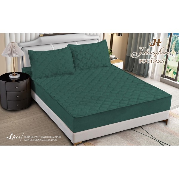 Huse/Topper pentru saltea cu elastic 180x200, Verde smarald, HTC-039