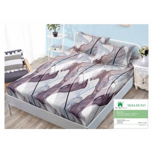 Cearsaf cu elastic, Bumbac FINET, 90x200cm, plus 2 fete de perne, Mov, degrade, HDF-110