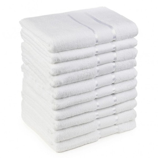 Set 10 Prosoape, Bumbac 100%, 50×90 cm,400g, Alb, PCG-066