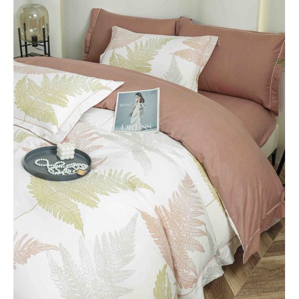 Lenjerie pat dublu, BUMBAC FINET, 6 piese, cu ELASTIC, Alb-Maro, frunze, LPL-008 Lenjerie pat dublu, BUMBAC FINET, 6 piese, cu ELASTIC, Alb-Maro, frunze, LPL-008