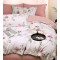 Lenjerie pat dublu, BUMBAC FINET, 6 piese, cu ELASTIC, Alb-Roz, flori, LPL-025