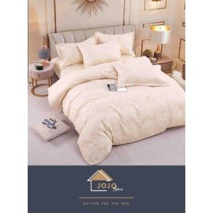 Set Lenjerie de Pat din Finet cu 2 Fete, 6 Piese, Pat 2 Persoane, Crem, LDF-118