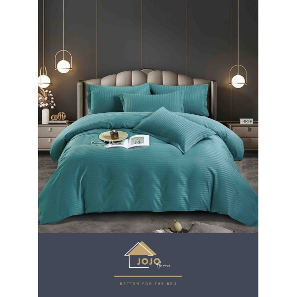 Lenjerie, pat dublu, cu ELASTIC, Damasc Finetat, 6 piese, Vernil, LDS-084