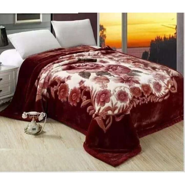 Patura Cocolino dubla si pufoasa perfecta pentru sezonul rece 200 x 230 cm, Maro-Multicolor, flori, PCM-042
