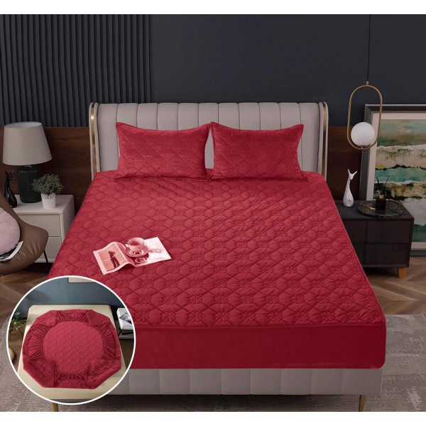 Huse/Topper pentru saltea cu elastic 180x200, Bordo, HTC-024