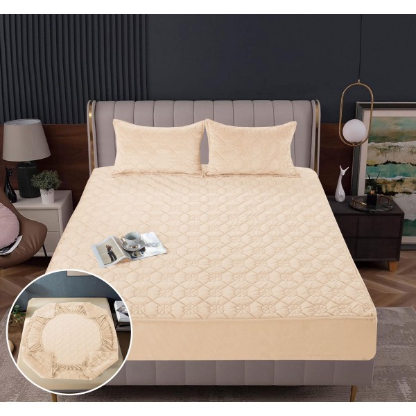 Huse/Topper pentru saltea cu elastic 180x200, Crem, HTC-007