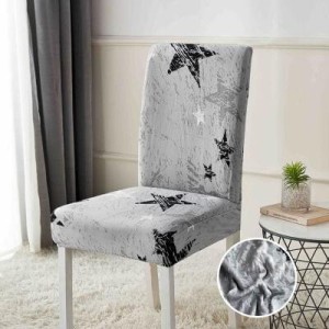 Set 6 Huse Universale pentru Scaun Elastice – Model Gri Deschis cu Stele Negre, HSJ-037