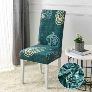 Set 6 Huse Universale pentru Scaun Elastice – Model Verde Petrol cu Imprimeu Floral Oriental, HSJ-047