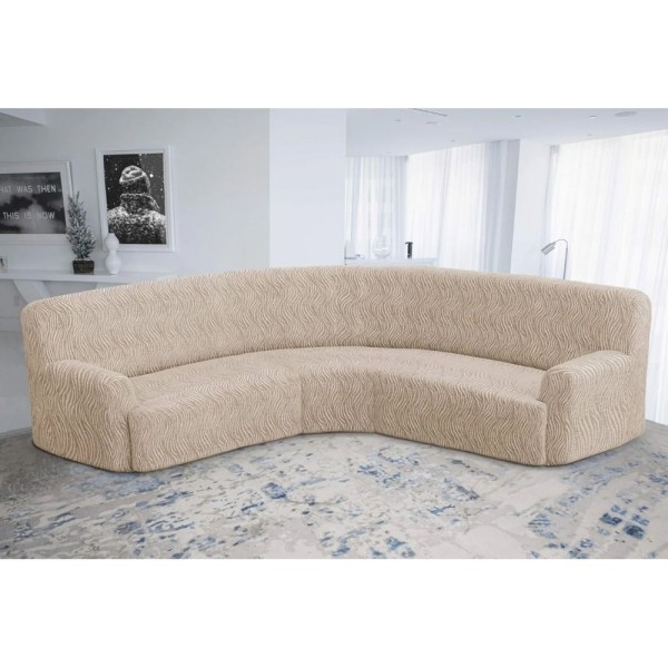 Husa elastica pentru coltar, model Jacquard, Bej, HCJ-045