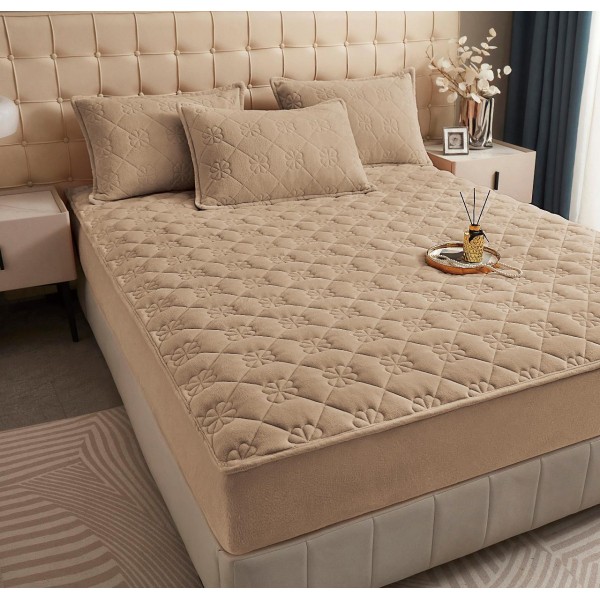 Huse/Topper pentru saltea cu elastic 180x200, Maro deschis, HTC-052