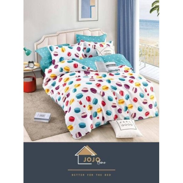 Lenjerie de Pat din Finet, 4 Piese, Pat 1 Persoana, Alb-Blue, macarons, LFS-067 Lenjerie de Pat din Finet, 4 Piese, Pat 1 Persoana, Alb-Blue, macarons, LFS-067