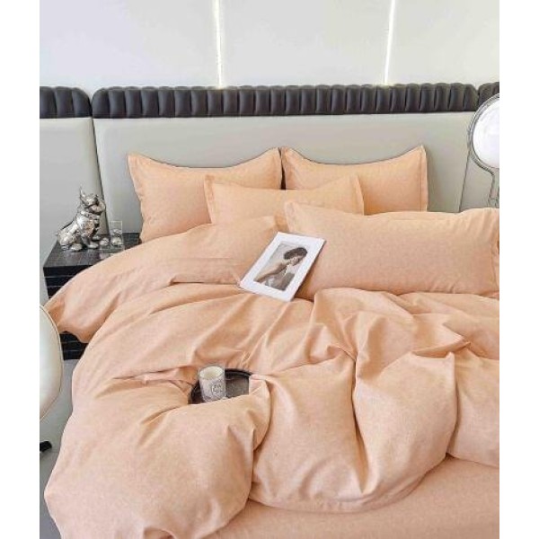 Set Lenjerie de Pat din Finet cu 2 Fete, 6 Piese, Pat 2 Persoane, Crem inchis, LDF-093