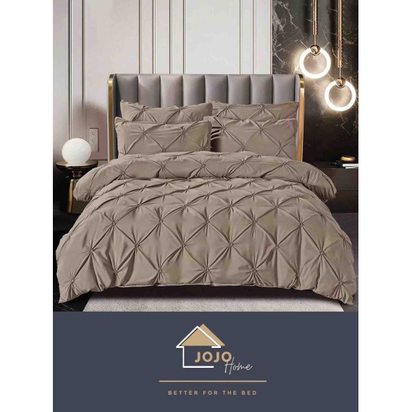 Lenjerie pat dublu finet 6 piese cu pliuri și cearceaf normal-maro, LDI-059