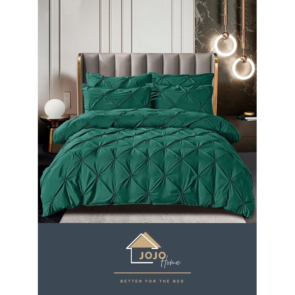 Lenjerie pat dublu finet 6 piese cu pliuri și cearceaf normal-verde smarald, LIB 015