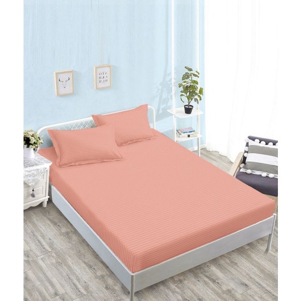 Husă de pat damasc cu elastic 180x200 cm + 2 fețe de pernă – Roz, OHT-053
