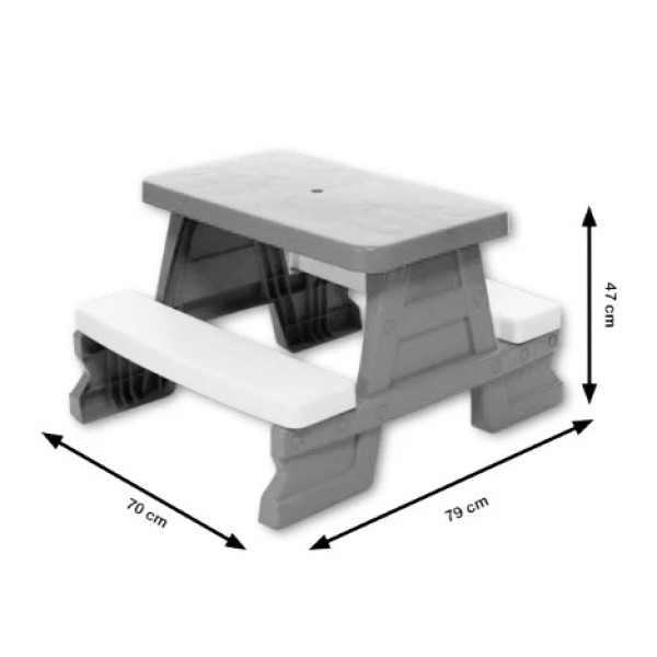 Măsuță picnic cu băncuță pentru copii – Set picnic grădină rezistent și colorat, JCC-011
