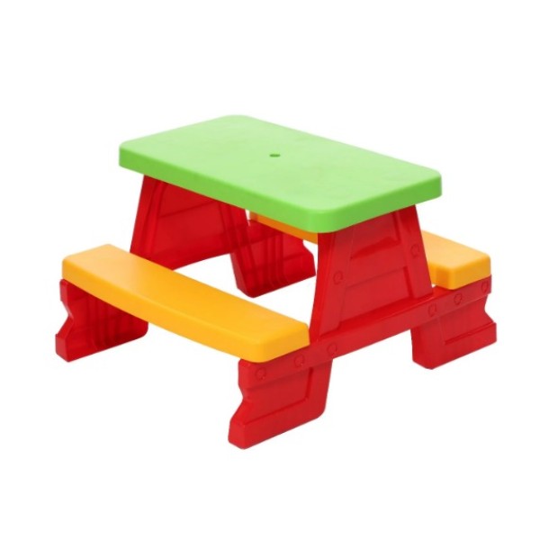 Măsuță picnic cu băncuță pentru copii – Set picnic grădină rezistent și colorat, JCC-012