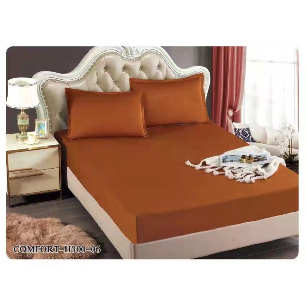Husă din satin pentru pat 180x200 cu 2 fețe de pernă – Maro, HCS-005
