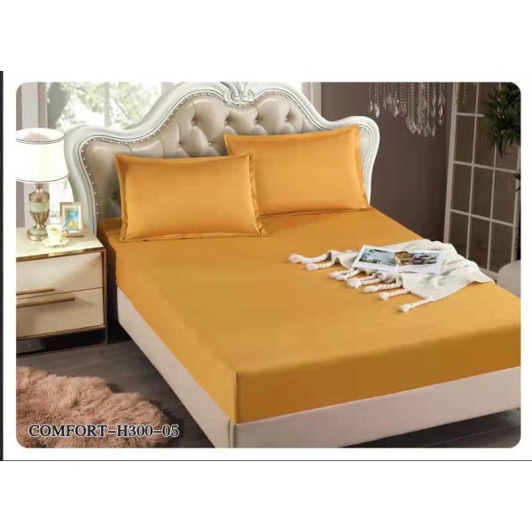 Husă din satin pentru pat 180x200 cu 2 fețe de pernă – Bej inchis, HCS-007