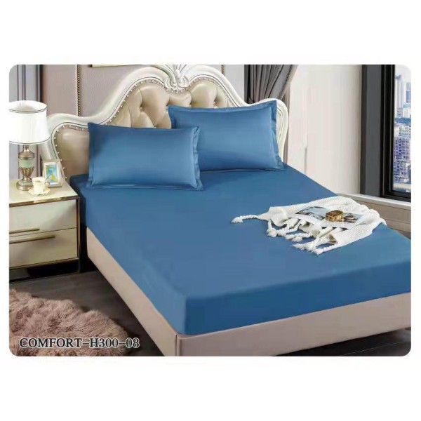 Husă din satin pentru pat 180x200 cu 2 fețe de pernă – Albastru, HCS-009