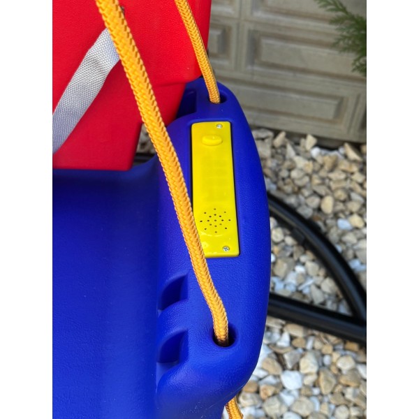 Leagăn muzical pentru copii cu spătar, centură și bară de siguranță – model colorat din plastic,  JCC-017