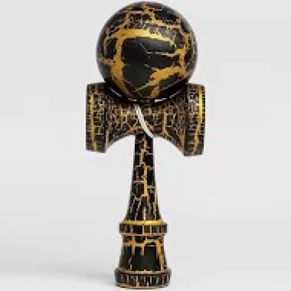 Kendama negru cu efect crăpat și 2 cupe – Jucărie din lemn pentru echilibru și dexteritate,  JCC-024