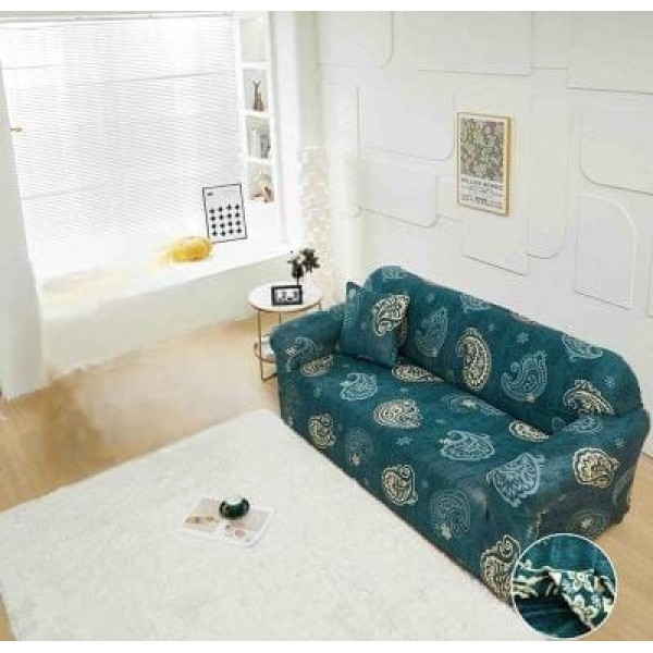 Husă elastică canapea 3 locuri – material premium, protecție și reîmprospătare rapidă, Verde, model flori, HCM-066