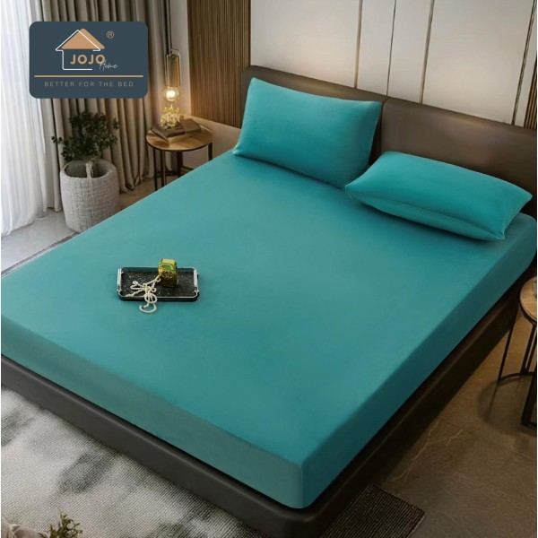 Husă Pat Catifea 180x200 cm + 2 Fețe de Pernă – Elegantă și Confortabilă, Turquaz, HCP-007