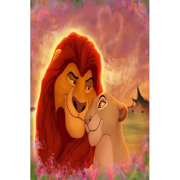 Covor  Antiderapant, 140x200cm, Roz-Multicolor, lion king, TAM-009
