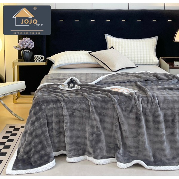 Pătură tip blană de iepure 200x230 cm – gri inchis, PCI-048