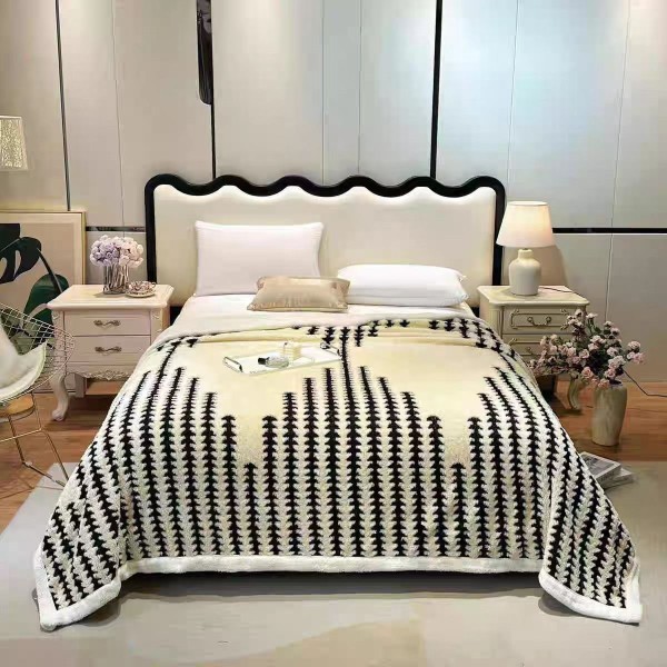 Pătură Cocolino cu Blăniță 200x230 cm – Model Brazi, Crem, PCT-037