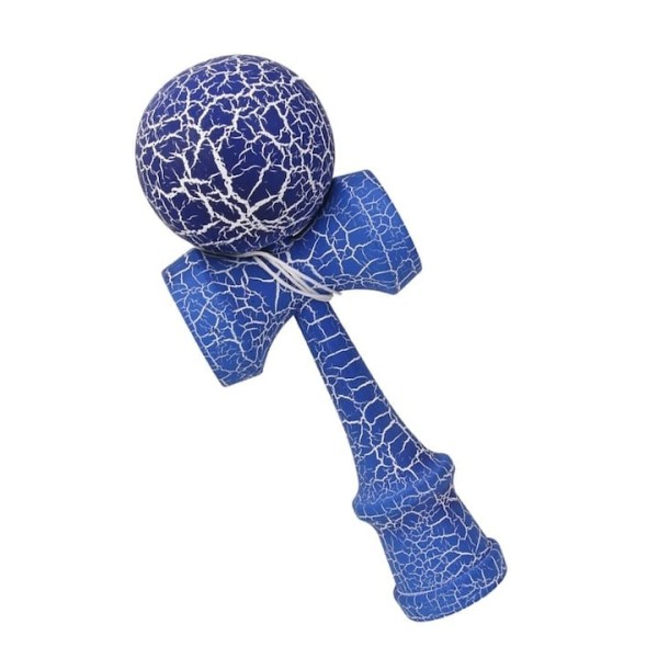 Kendama albastru cu efect crăpat și 2 cupe – Jucărie din lemn pentru echilibru și dexteritate,  JCC-025
