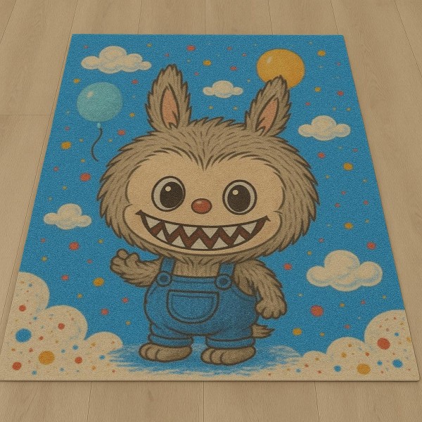 Covor Antiderapant 140x200 cm model Labubu – Design Jucăuș, Colorat, Ideal pentru Cameră Copii, TAM-016