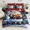 Set Lenjerie Pat Dublu Finet 6 Piese cu Cearșaf cu Elastic 5D – Model Crăciun Moș cu Cadouri , LTC-002