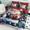 Set Lenjerie Pat Dublu Finet 6 Piese cu Cearșaf cu Elastic 5D – Model Crăciun Moș cu Cadouri , LTC-002