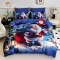 Set Lenjerie Pat Dublu Finet 6 Piese cu Cearșaf cu Elastic 5D – Model Moș Crăciun Albastru, LTC-017