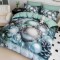 Set Lenjerie Pat Dublu Finet 6 Piese cu Cearșaf cu Elastic 5D – Model Globuri Argintii și Verde Mentă, LTC-0110