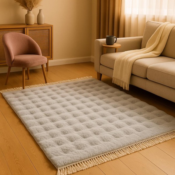 Covor Pufos 150x220 cm – Gri Deschis, Moale și Elegant pentru Living sau Dormitor, CF-010