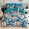 Lenjerie Pat 6 Piese 5D cu Cearșaf Elastic – Model Floral Albastru Elegant, LFL-075