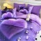 Lenjerie Pat 6 Piese 5D cu Cearșaf Elastic – Inimă Violet cu Cristale, LFL-076