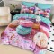 Lenjerie Pat 6 Piese 5D cu Cearșaf Elastic – Model Macarons Multicolor, LFL-084