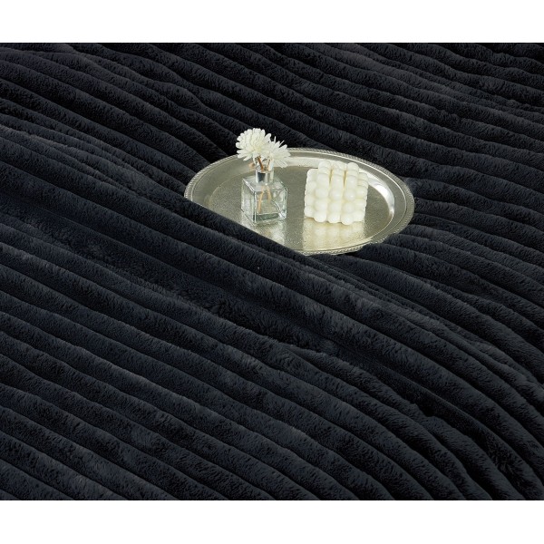 Lenjerie de pat Cocolino cu pilotă inclusă și cearșaf cu elastic, 6 piese, blană de iepure negru, LCE-101