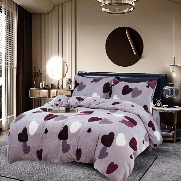 Lenjerie Cocolino Pat Dublu 4 Piese – Model Inimi Mov, LDC-074