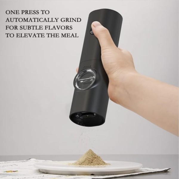 Rasnita electrica pentru sare, piper, condimente, led, 5 dimensiuni de macinare, negru, OGR-009