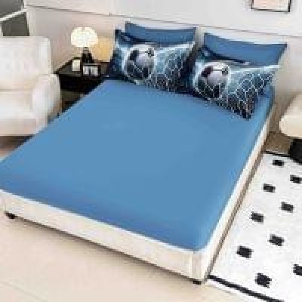 Lenjerie Pat 6 Piese 5D cu Cearșaf Elastic – Model Fotbal, Design Realistic, LFL-087