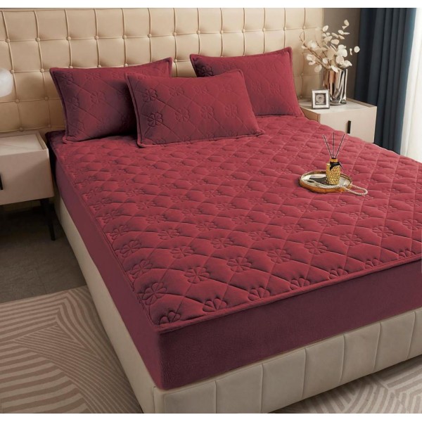 Huse/Topper pentru saltea cu elastic 160x200, Bordo, HTC-054